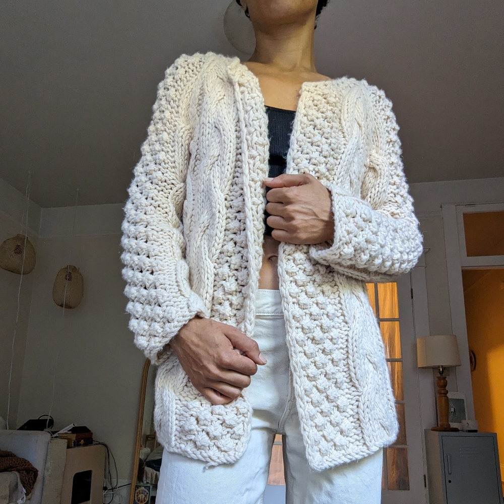 Vintage Cream Cozy Knit Cardigan
